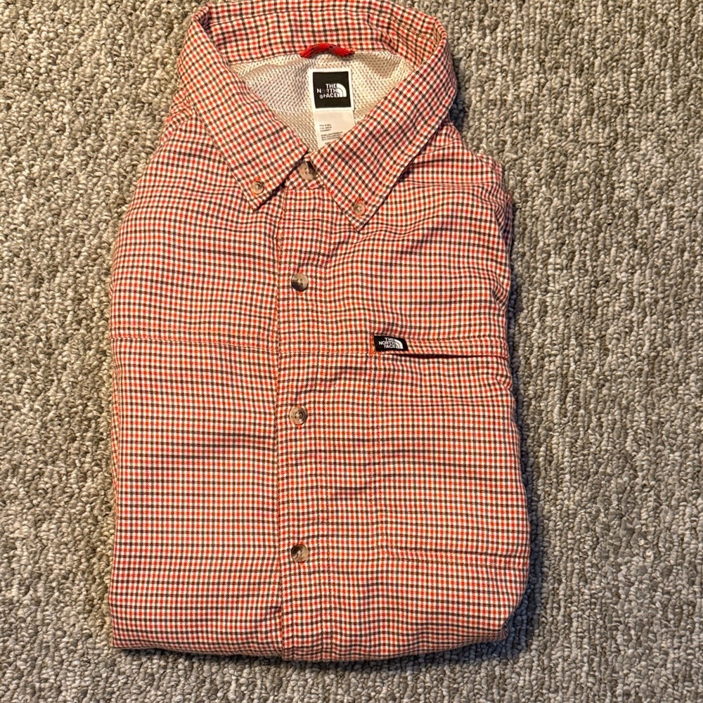 The North Face Men's Red and White Checkered Shirt